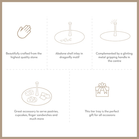 Marble Single Tier Tray with Handle